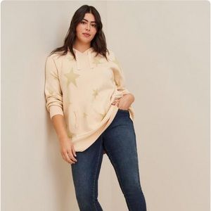 NWT Torrid Jacquard Pullover Hooded Sweater with Stars Size 1